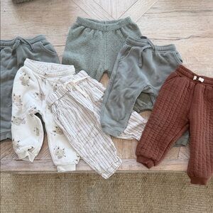 Rylee + Cru Mixed Baby/Toddler Pants Set - Sage, Cream, Rust